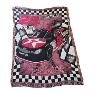Vtg Nascar Ricky Rudd #28 Throw Blanket Woven Y2K Racing